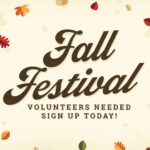Fall Festival volunteer recruitment church graphics with autumn colors and seasonal design.