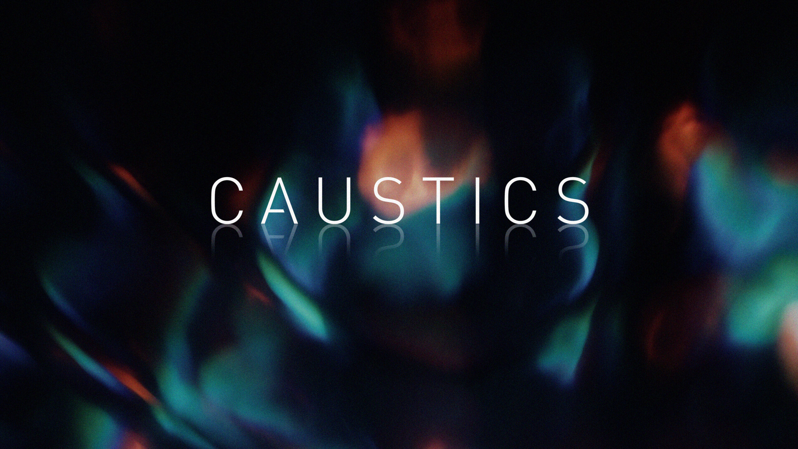 Theme pack “Caustics” featuring light-dappled reflections and abstract motion backgrounds with a modern, organic feel.