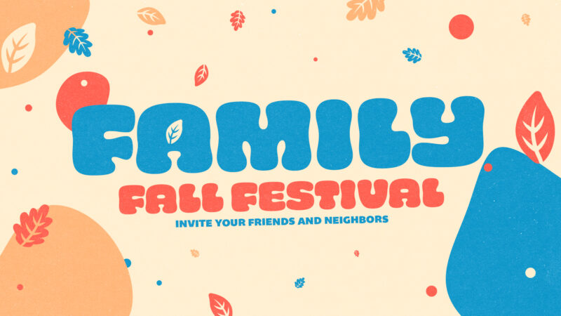 Family Fall Festival church announcement graphics for autumn events.