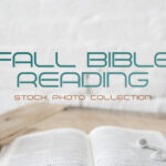 Fall Bible reading stock photo with open Bible, autumn leaves, and coffee mug for church social media and worship graphics