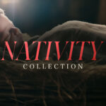 Nativity stock photo collection with AI-generated images of baby Jesus, Mary, manger scene, and starry night for Christmas church graphics