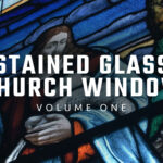 Stained glass church window stock video footage with colorful light patterns for worship backgrounds and church service visuals