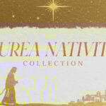 Collection of photorealistic AI-generated nativity stock photos depicting the birth of Jesus including Mary, Joseph, baby Jesus in manger, shepherds, wise men, and stable scenes in authentic ancient Middle Eastern setting with warm golden tones