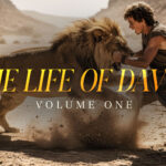 Photorealistic AI-generated biblical stock photo collection depicting young David from shepherd boy through his early years before becoming king, featuring authentic ancient Middle Eastern settings and clothing for Bible teaching