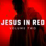 Intense cinematic shots of a figure representing Jesus in a high-contrast red lighting environment, showcasing dramatic expressions and symbolic movements.