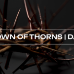 Crown of Thorns Dark theme with dramatic close-up photography of thorny branches and white bold text on moody dark background