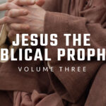 Jesus the Biblical Prophet cinematic footage showing figure in traditional biblical robe and sandals sitting in barren wilderness landscape with bare trees